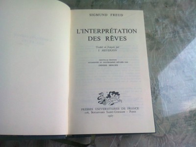 L&amp;#039;INTERPRETATION DES REVES - SIGMUND FREUD (CARTE IN LIMBA FRANCEZA) foto