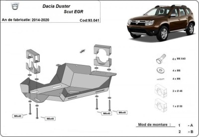Scut metalic clapeta EGR Dacia Duster 2013-2017 foto