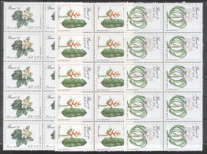 Brazil 1989 Flowers x 10 MNH DA.029