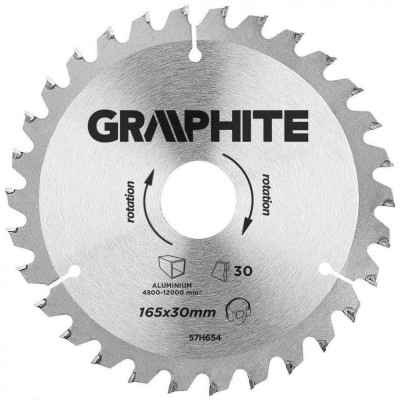 Disc circular vidia, pentru aluminiu, 30&amp;nbsp;dinti, 165x30 mm, Graphite&amp;nbsp; foto