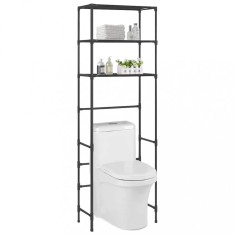 vidaXL Etajeră peste toaletă cu 3 polițe, negru, 53x28x169 cm