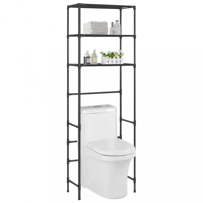 vidaXL Etajeră peste toaletă cu 3 polițe, negru, 53x28x169 cm