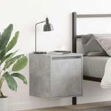 Set 2 Noptiere Suspendate Gri Beton 38x34x40cm PAL Noptiera Montata pe Perete Raft Depozitare Dormitor