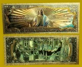 ISUS HRISTOS - SUA - 2 DOLARI 2026 - BANCNOTA SUVENIR / DECORATIVA CU TEMATICA RELIGIOASA - DIN POLIMER (PLASTIC) PLACATA CU AUR DE 24K