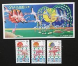 SOMALIA-1998-PASARI-FLAMINGO-Serie 3 V.+1 Coala Mica**SOM 110
