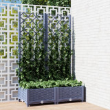 Jardiniera de gradina cu spalier,gri &icirc;nchis, 80x40x121,5 cm, PP GartenMobel Dekor, vidaXL
