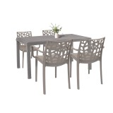 Set mobilier gradina Leziter Violina 4+1 cappuccino, masa 150x90 + 4 scaune
