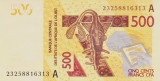 Bancnota Statele Africii de Vest 500 Franci 2023 - P119A UNC Coasta de Fildes