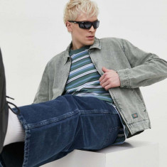 Dickies geaca jeans NEWINGTON JACKET barbati, culoarea verde, de tranzitie, DK0A4YQN