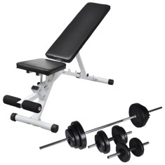 vidaXL Bancă de antrenament cu set de haltere și gantere, 30,5 kg