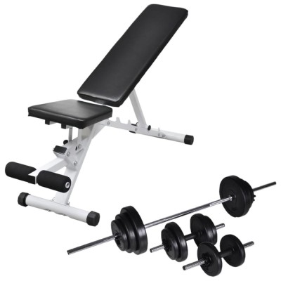 vidaXL Bancă de antrenament cu set de haltere și gantere, 30,5 kg foto