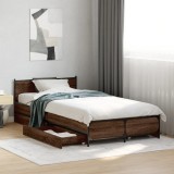 VidaXL Cadru de pat cu sertare stejar maro 75x190 cm lemn prelucrat