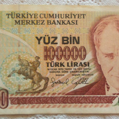 Bancnota 100000 LIRE - TURCIA, anul 1970 *cod 890 B = A.UNC