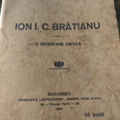 Ion I.C. Bratianu, Hyperion, 1916, 46 pag, Tipogr. Gutenberg, Joseph Gobl, Buc.