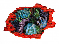 Autocolant decorativ, Gaura in perete, Arbori si flori, Multicolor, 83 cm, 344ST-2 foto