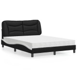 VidaXL Pat cu saltea, negru și alb, 140x200 cm, piele ecologică 3208729