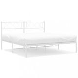 Cumpara ieftin Cadru de pat metalic cu tablie, alb, 160x200 cm