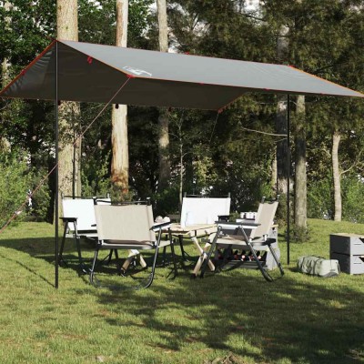 vidaXL Prelată de camping, gri și portocaliu, 400x294 cm, impermeabilă foto