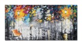 Cumpara ieftin Tablou pictat manual, La plimbare pe inserat, stilizat - 120x60cm ulei pe panza in cutit, efect 3D, Spectaculos!