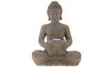 Lampa solara de gradina Buddha, 21x14x28 cm, argintiu, Excellent Houseware