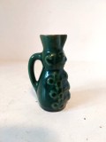 Miniatura Ceramica Miska Kancso Vintage pahar tarie Stil Popular Maghiar Glazura Verde Inchis Figurina Hussar 9cm Obiect Colectie Arta Traditionala