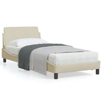 vidaXL Cadru de pat cu tăblie, crem, 80x200 cm, textil foto