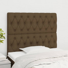vidaXL Tăblii de pat, 2 buc, maro &icirc;nchis, 90x7x78/88 cm, textil