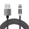 Cablu de incarcare cu conector magnetic pentru telefon si tableta, micro-USB, incarcare rapida,1M, LED, NEGRU