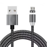 Cablu de incarcare cu conector magnetic pentru telefon si tableta, micro-USB, incarcare rapida,1M, LED, NEGRU