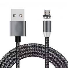 Cablu de incarcare cu conector magnetic pentru telefon si tableta, micro-USB, incarcare rapida,1M, LED, NEGRU