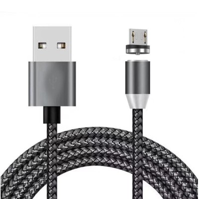 Cablu de incarcare cu conector magnetic pentru telefon si tableta, micro-USB, incarcare rapida,1M, LED, NEGRU foto