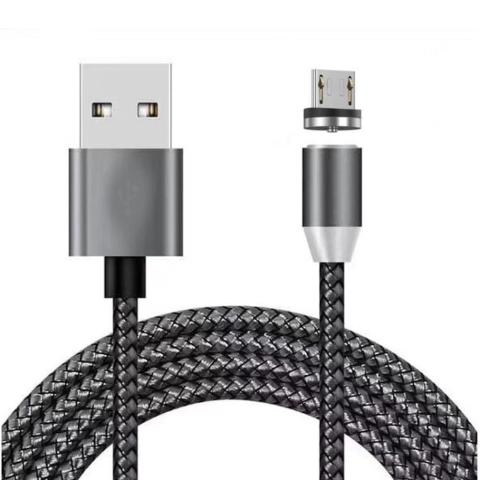 Cablu de incarcare cu conector magnetic pentru telefon si tableta, micro-USB, incarcare rapida,1M, LED, NEGRU