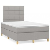 Gossi pat cu arcuri, saltea si led, gri deschis, 120x190 cm, textil