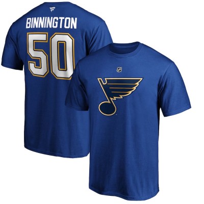 St. Louis Blues tricou de bărbați Jordan Binnington #50 Stack Logo Name &amp;amp;amp; Number - XL foto