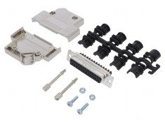 Conector D-Sub 25-Pin Mamă &icirc;n Unghi 45&deg; cu Terminal Șurub