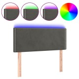 Cumpara ieftin Tablie de pat cu LED, gri inchis, 100x5x78/88 cm, catifea
