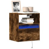 Cumpara ieftin Comodă TV de perete cu lumini LED, stejar fumuriu, 41x31x45 cm