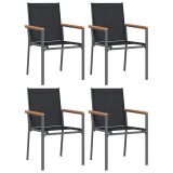 Cumpara ieftin Scaune de gradina, 4 buc., negru, 55x61,5x90 cm, textilena&amp;otel