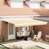 vidaXL Marchiză manuală retractabilă portocalie și albă 450x300 cm