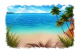 Cumpara ieftin Sticker decorativ Plaja, Multicolor, 85 cm, 11005ST