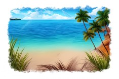 Sticker decorativ Plaja, Multicolor, 85 cm, 11005ST foto