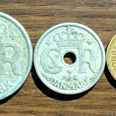 Lot 3 Monede Danemarca - 1 Ore 1940 și 10/25 Ore 1924