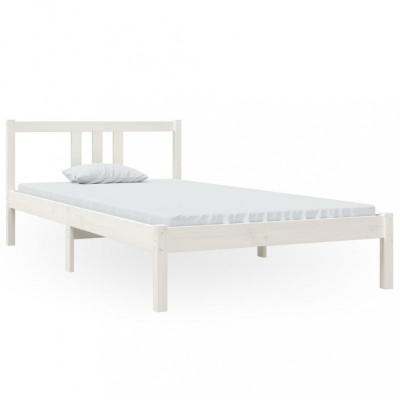 Cadru de pat, alb, 100x200 cm, lemn masiv de pin foto