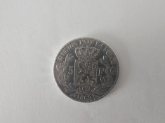 Belgia 5 Francs 1869 Argint are 26 gr,Impecabila