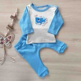 Cumpara ieftin Trening babay shark bleu bumbac nou nascuti