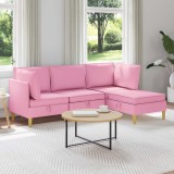 vidaXL Set de mobilier pentru living cu pernă 4 pcs Roz Țesătură 3413725