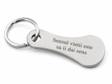 Cumpara ieftin Breloc metalic gravat Sensul vietii este sa ii dai sens , argintiu, accesoriu elegant pentru chei, geanta, rucsac si portofel, cadou inspirational