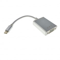 Cablu convertor cu adaptor de la USB 3.1 tip C tata la port VGA mama, rezolutie Full HD 1080p