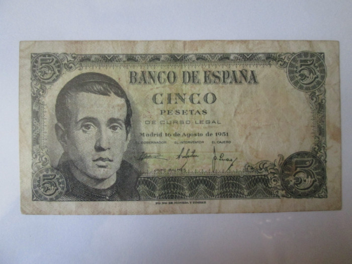 Spania 5 Pesetas 1951