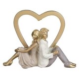 Decoratiune din Polirasina, Cuplu cu Inima Aurie, 21x5x16cm, CMCLASS